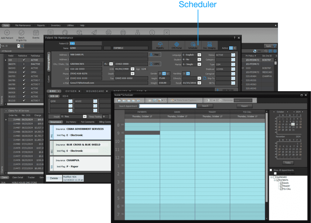 Noble*Direct DME Software Scheduling Feature