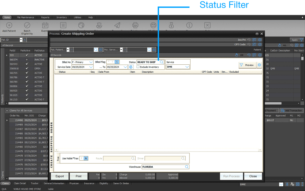 Noble*Direct DME Software Shipping