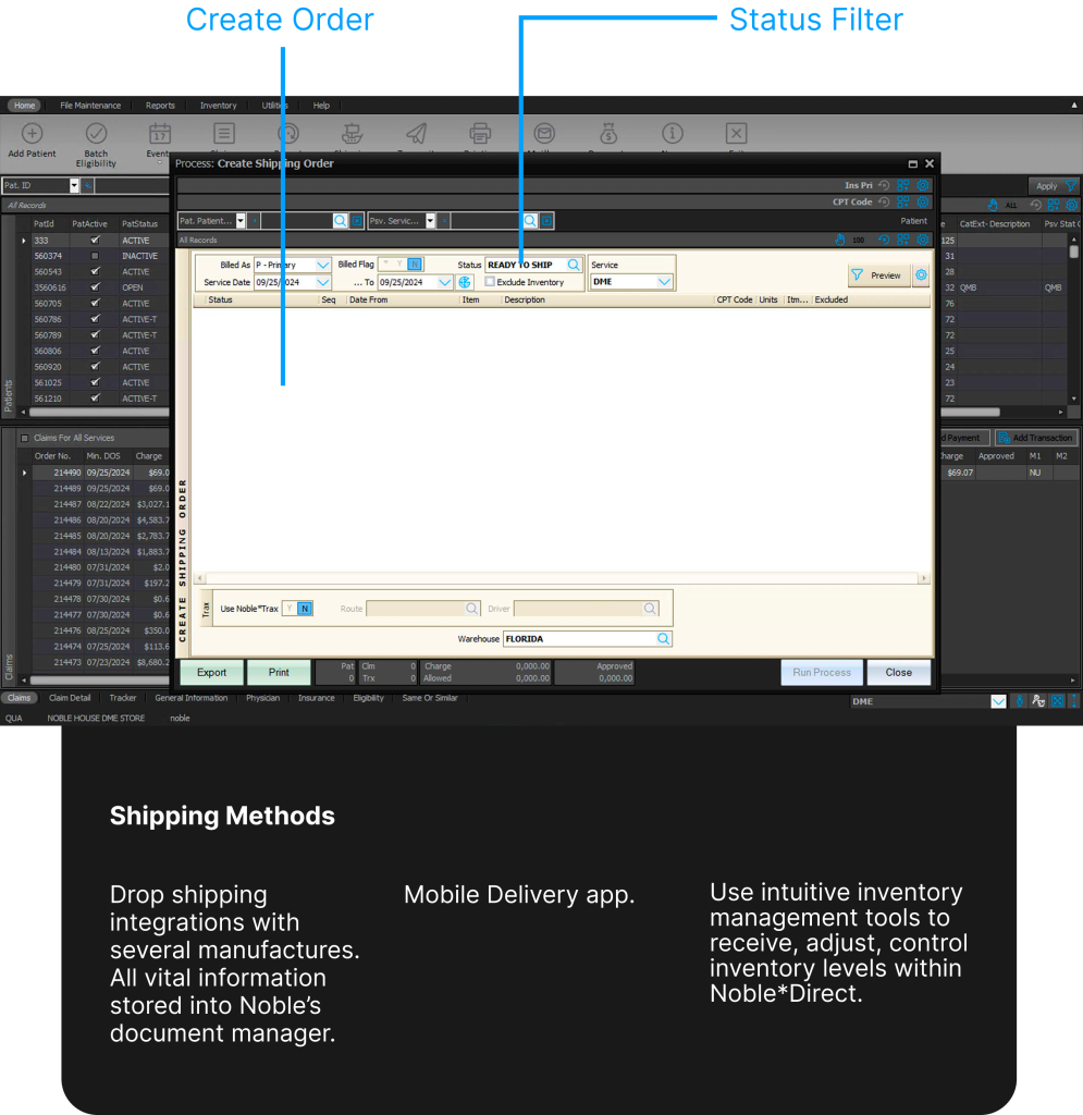 DME / HME Billing Software Shipping