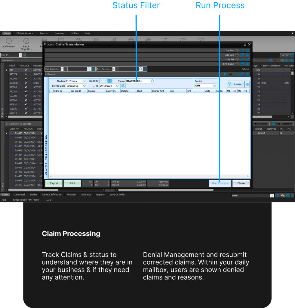 DME / HME Billing Software Transmitting Claims