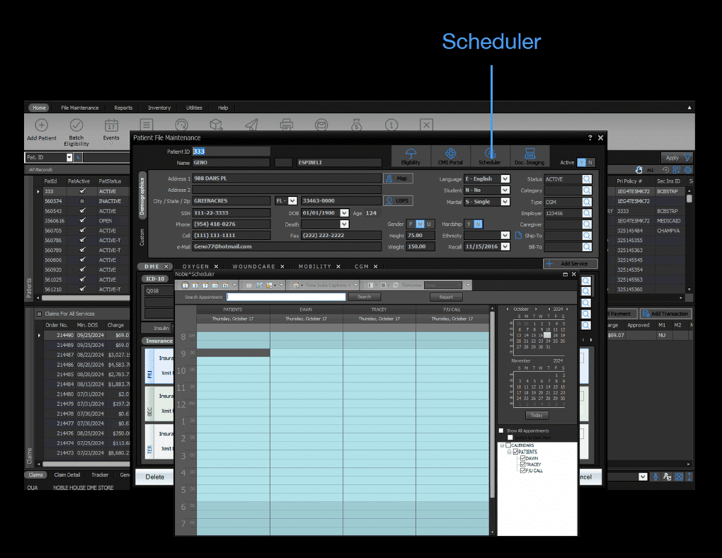DME / HME Billing Software Scheduler for DME / HME Providers